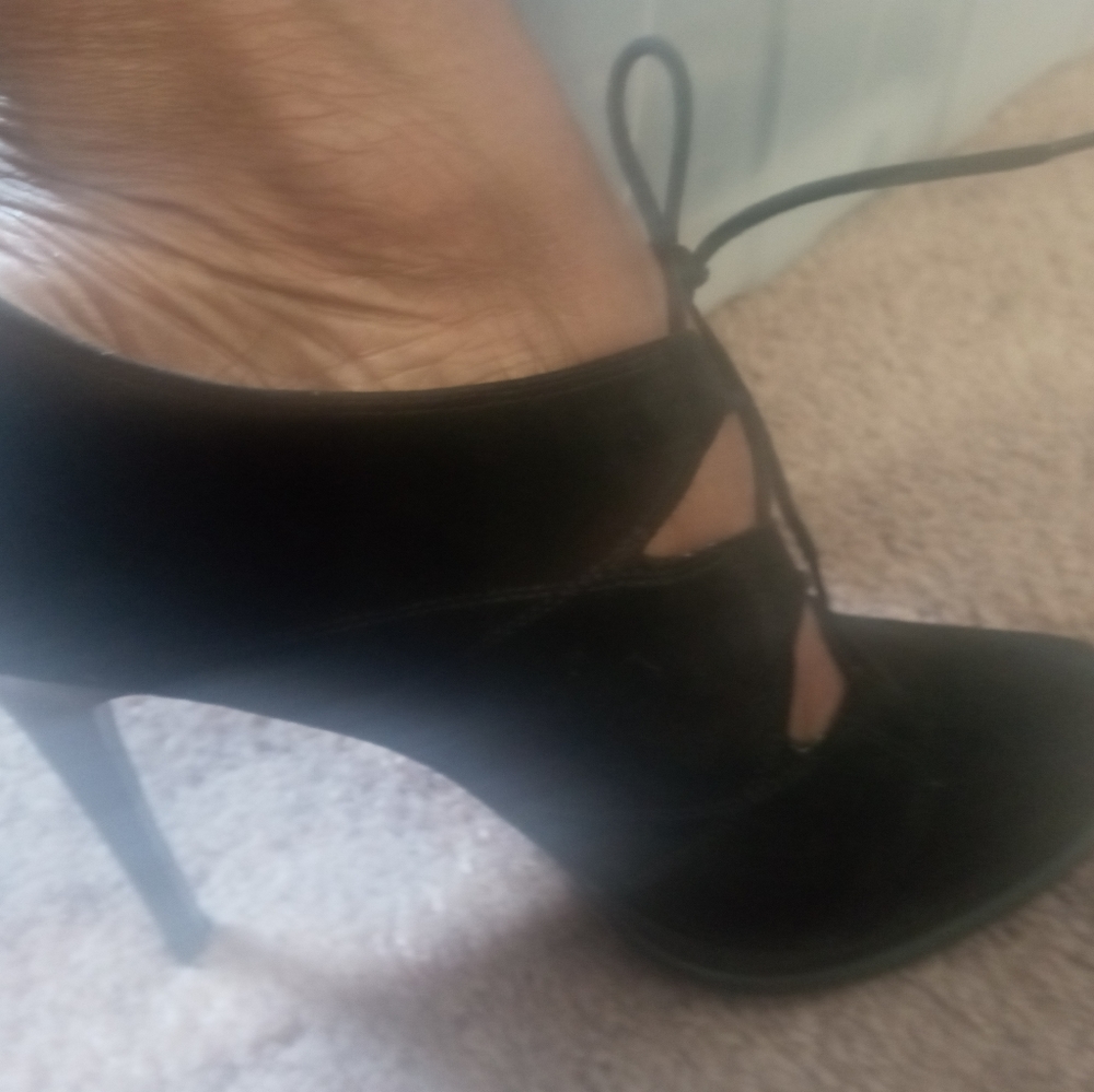 Black suede stiletto hills